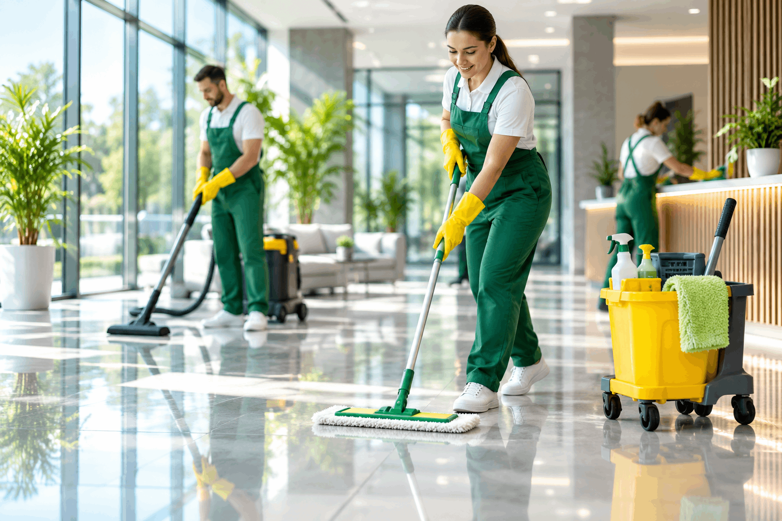 Ảnh nền — đội vệ sinh đang làm việc
