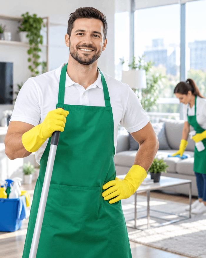 Ảnh nền — đội vệ sinh đang làm việc