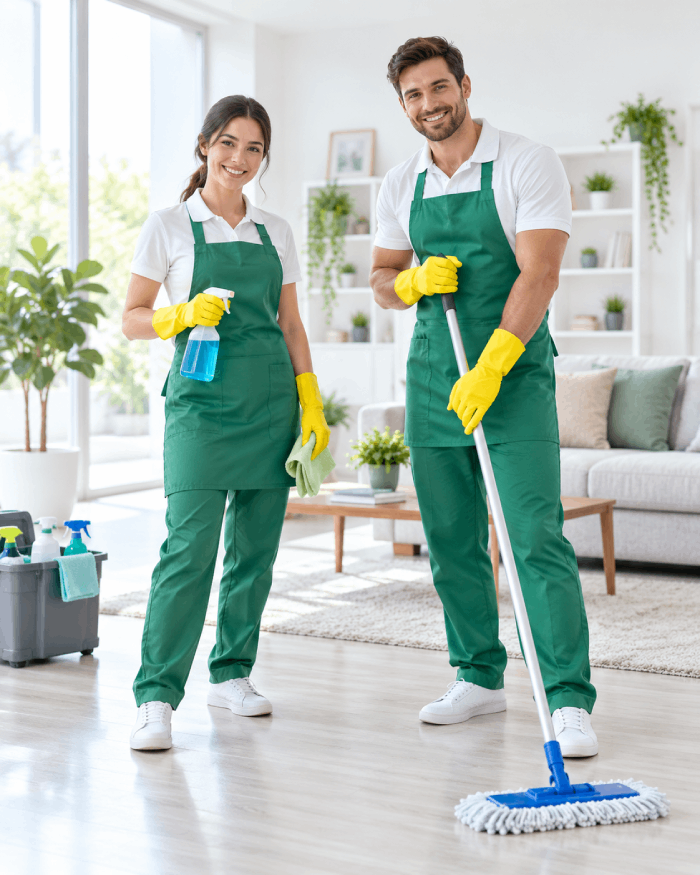 Ảnh nền — đội vệ sinh đang làm việc