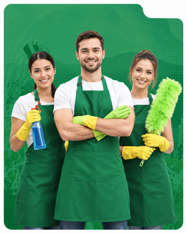 nhóm nhân viên trên nền xanh